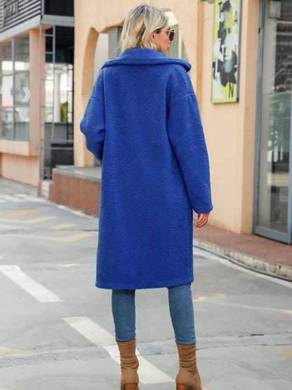 Collared Neck Button Down Coat - Fashorio