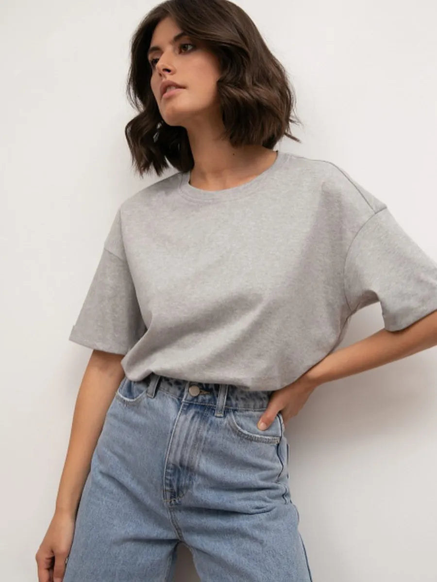 Oversized Round Neck Short Sleeve Top, view 15