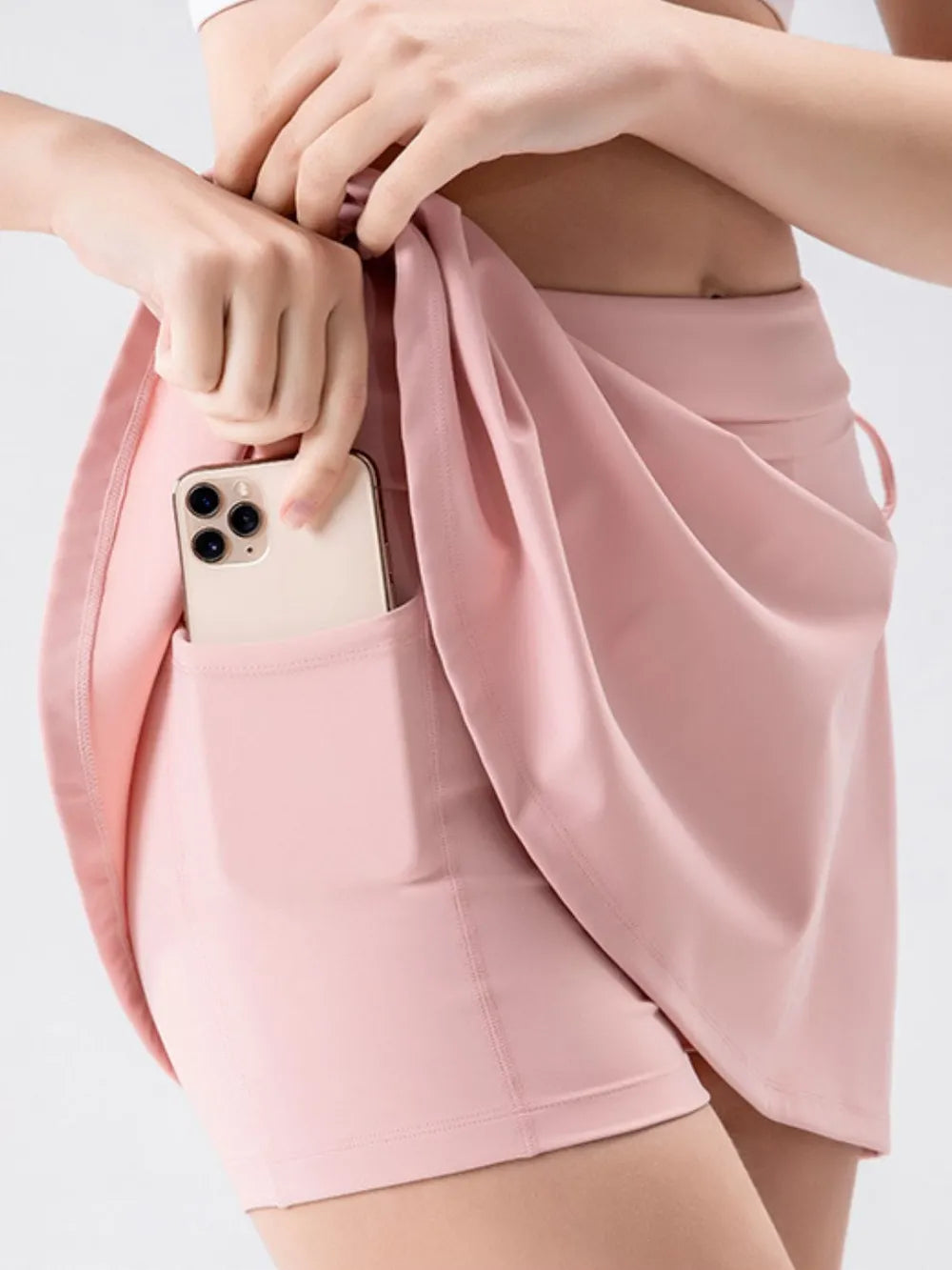 High Waist Active Skort with Pockets back detail