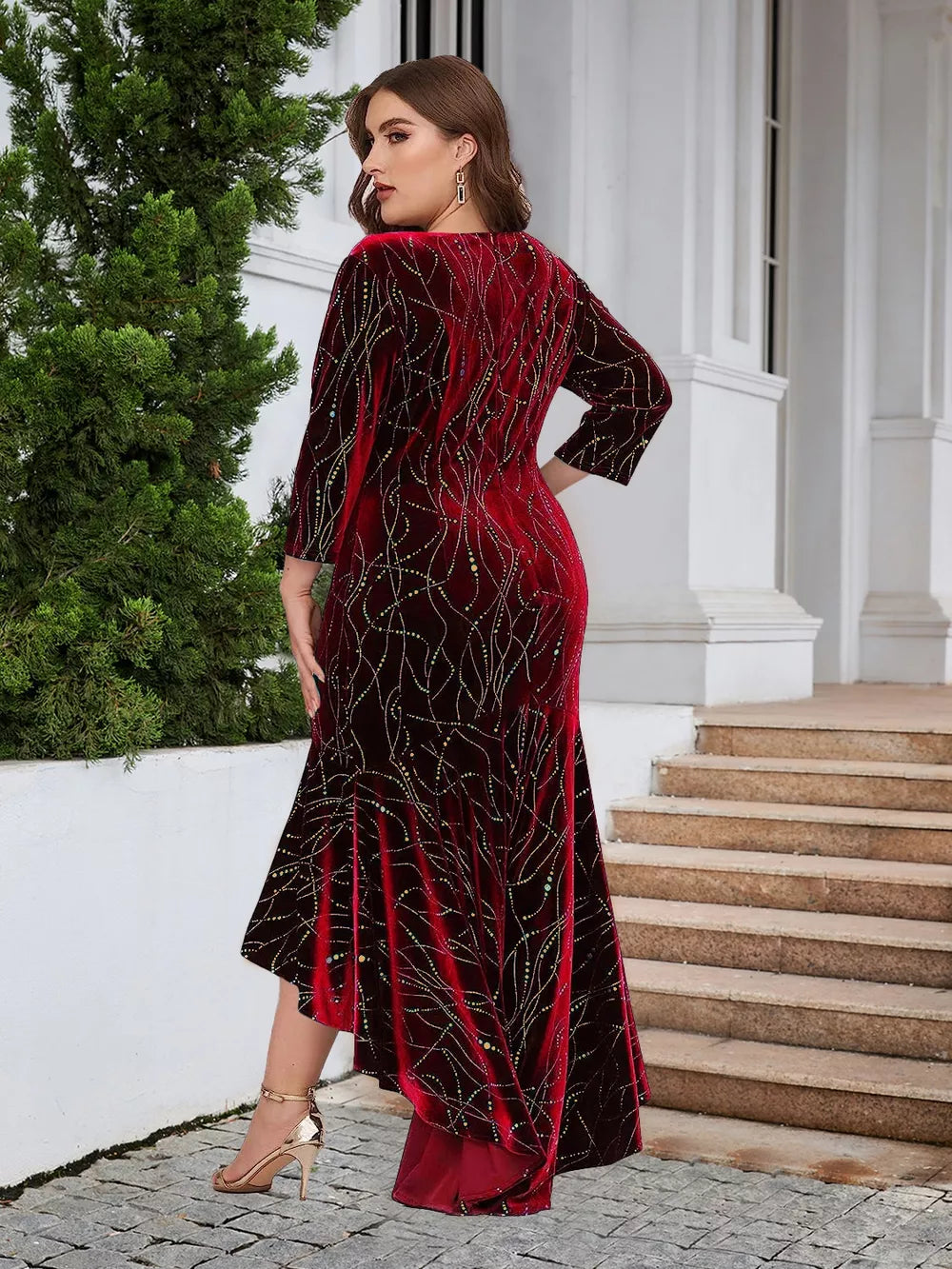 High low ruffle hem dress showing the hemline