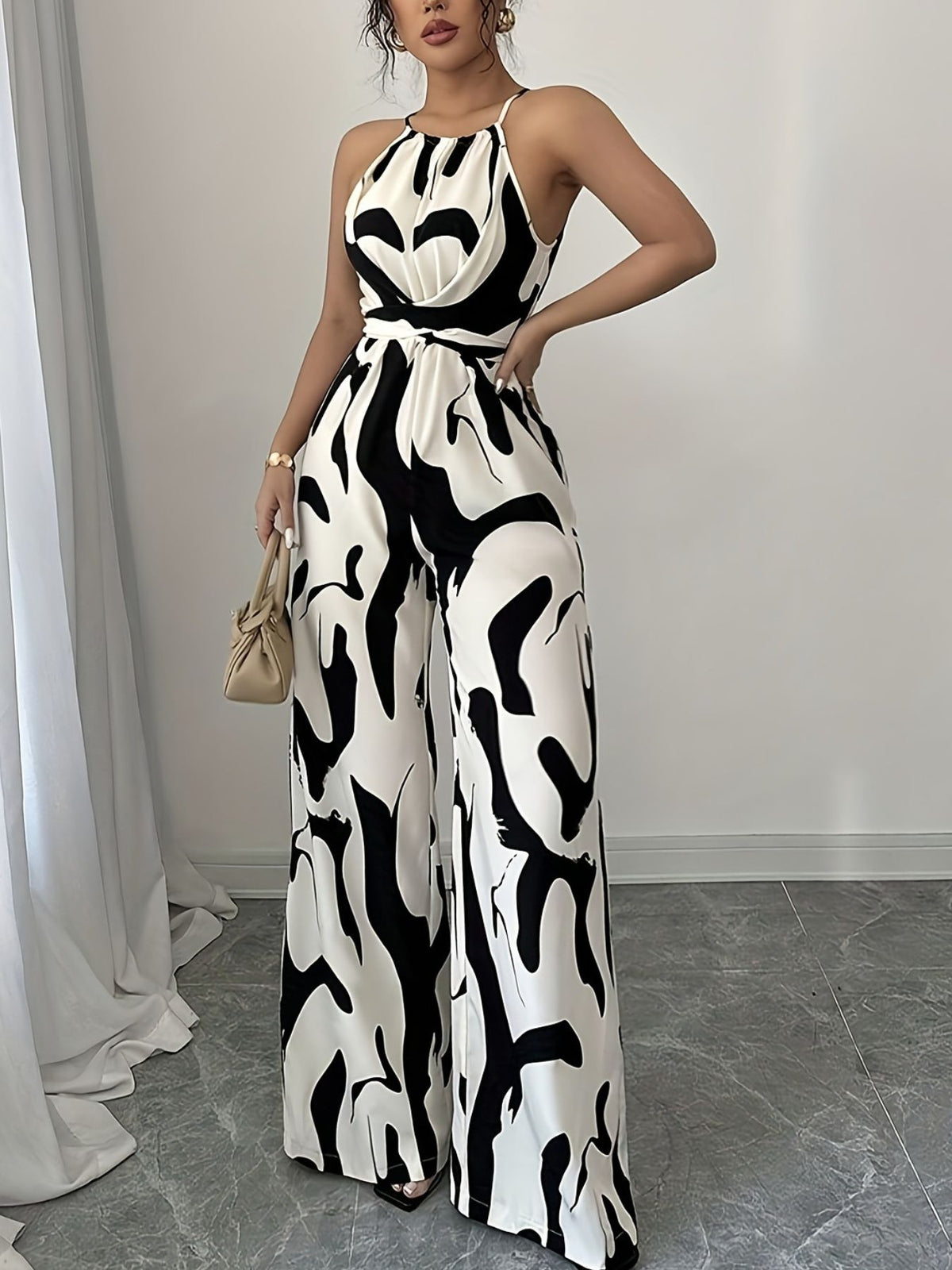 Jumpsuit showing abstract print detail