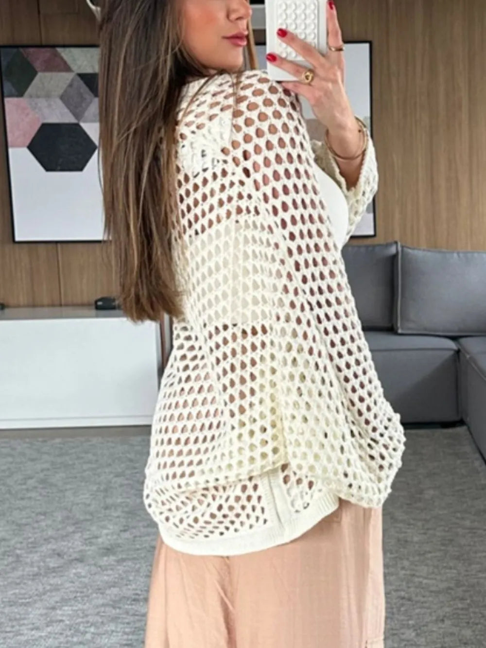Open front layering top fabric drape