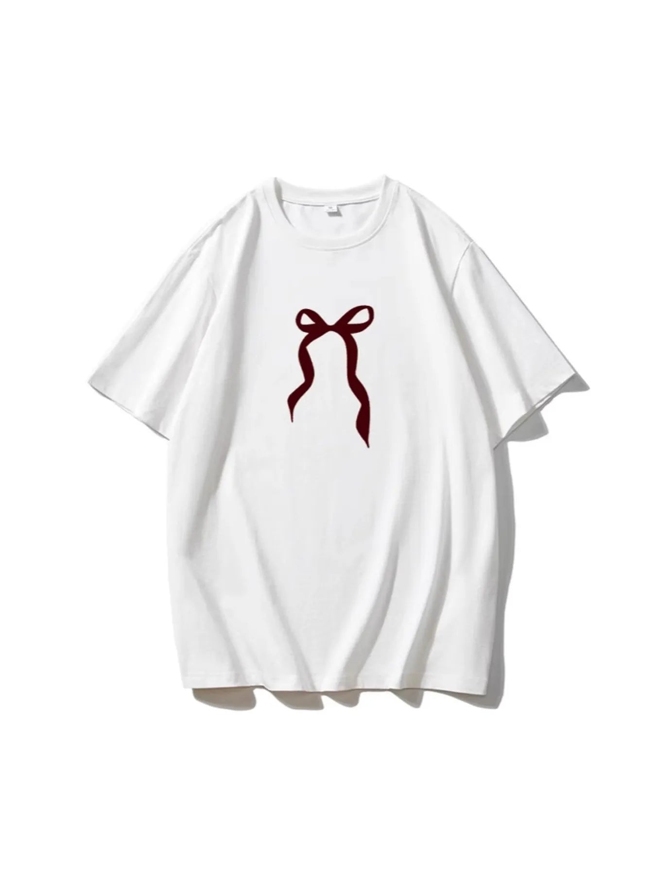 Plus Size Bow Round Neck Short Sleeve T-Shirt - Fashorio