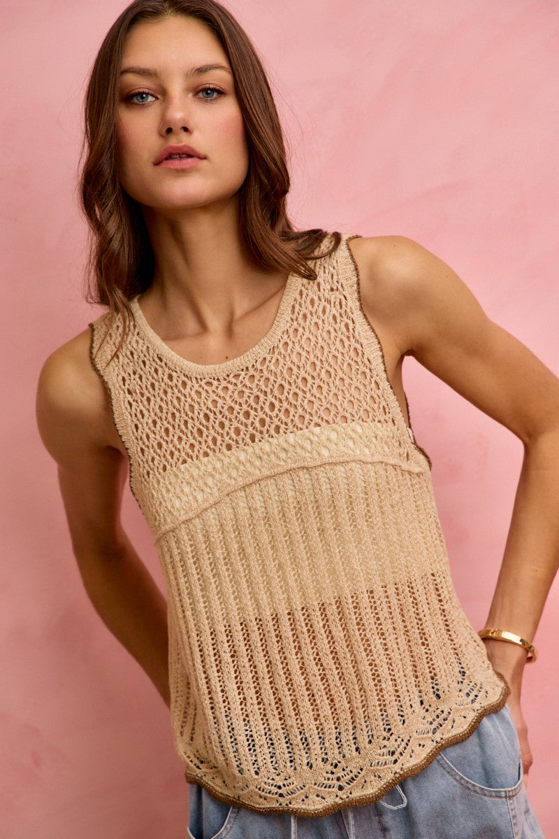 SO ME Crochet Lace Lightweight Sweater Vest, view 9