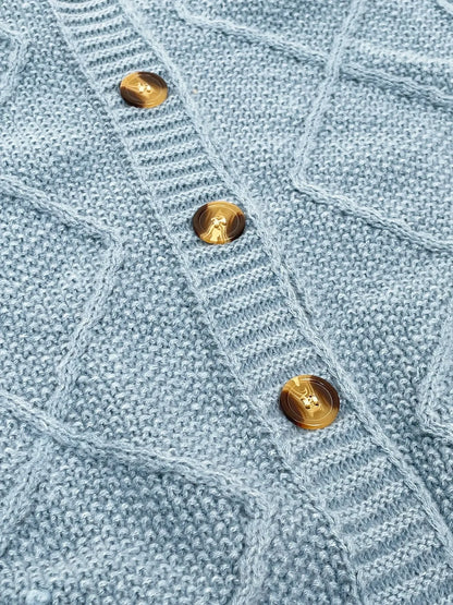 Button-Front Long Sleeve Cardigan - Fashorio
