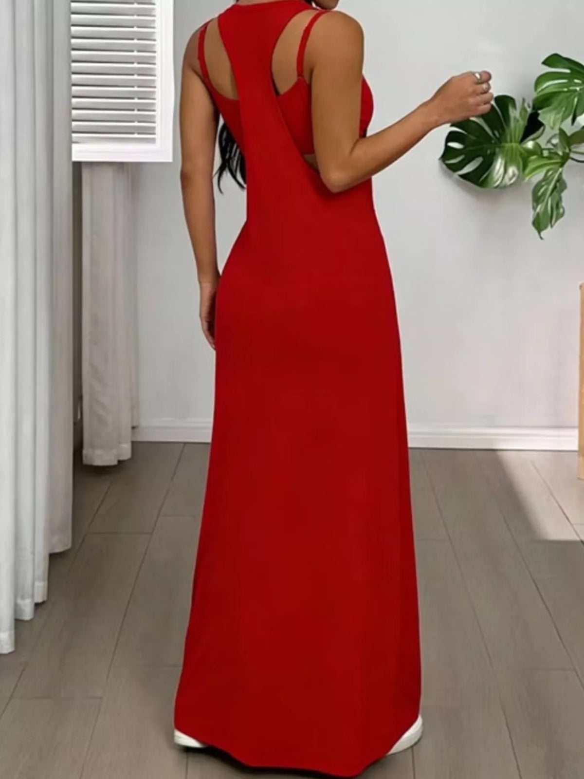 Scoop Neck Cami and Maxi Dress Two Piece Set, view 20