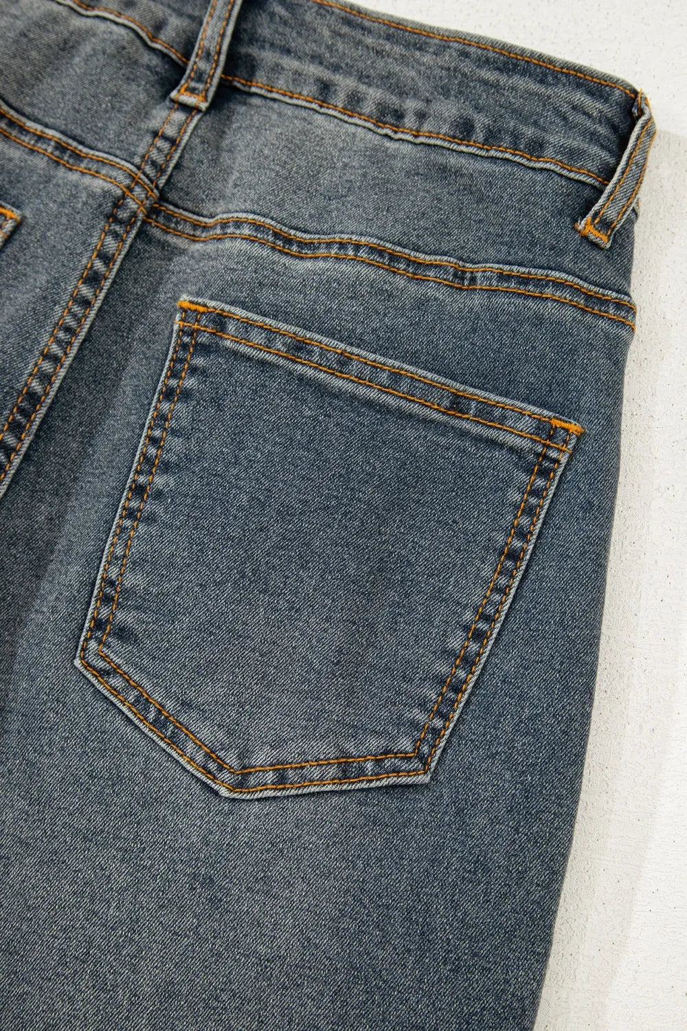 Exposed Stitching Loose Straight High Waist Jeans, view 9