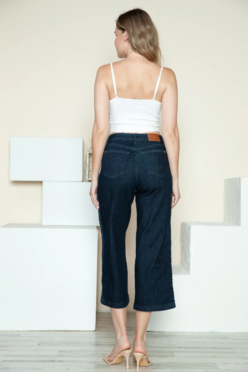 Crop wide leg jeans styled for everyday wear