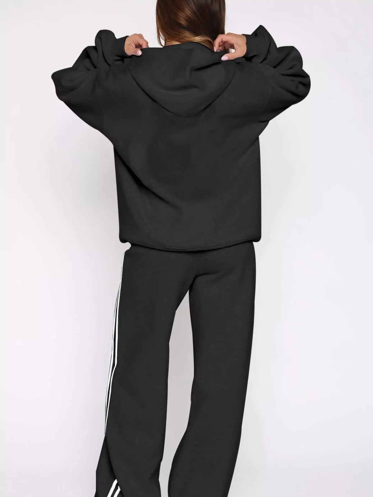 Zip Up Hoodie and Striped Pants Set, view 6
