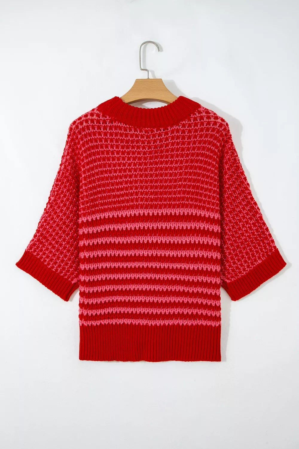 Wavy stripe sweater open knit texture detail