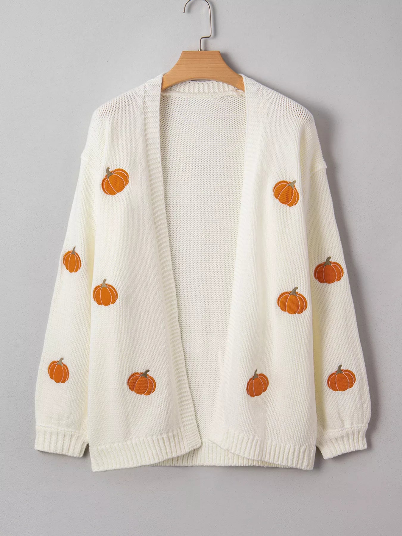 Halloween Pumpkin Embroidered Knit Cardigan - Fashorio
