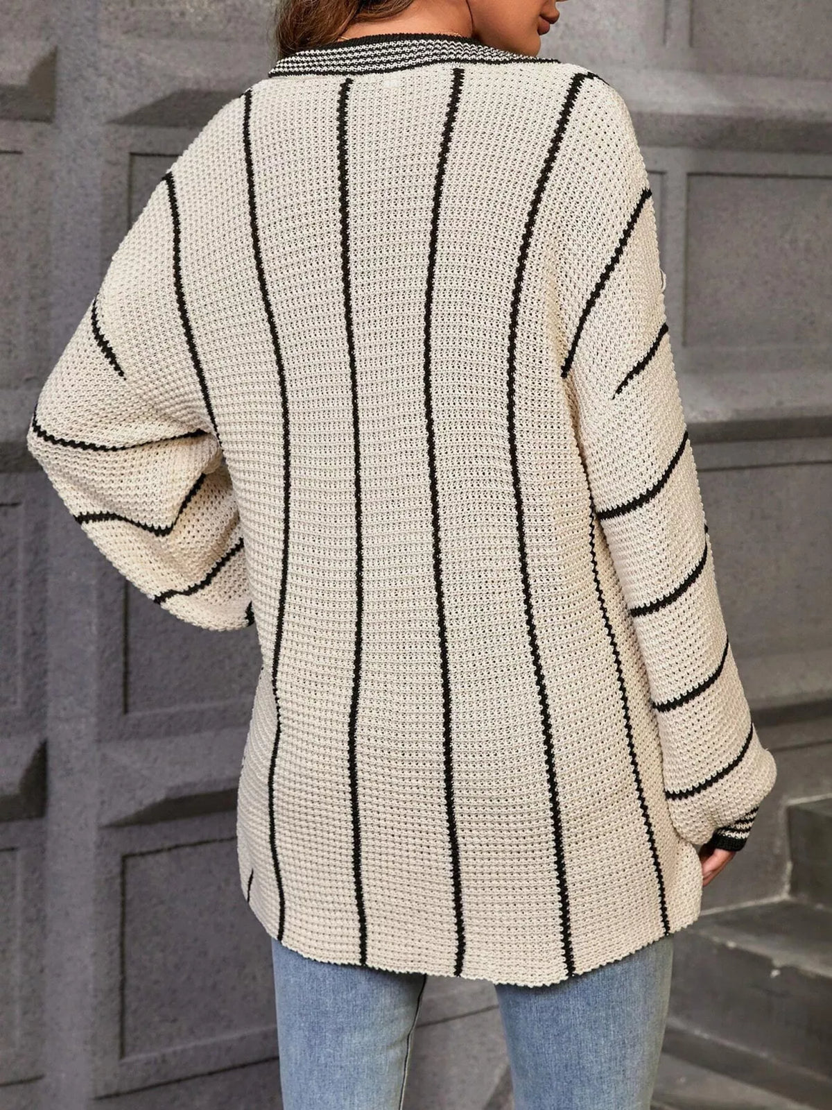 Close up of knit stripe texture