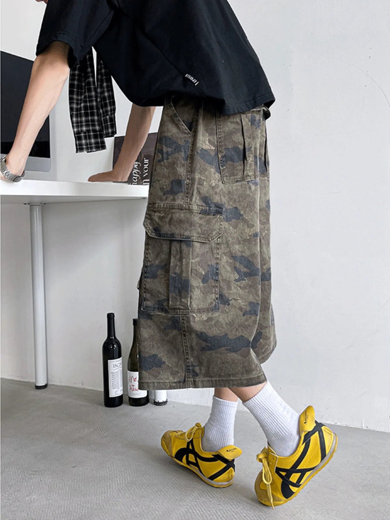 Men's Full Size Camouflage Wide Leg Denim Shorts Plus Size - Fashorio