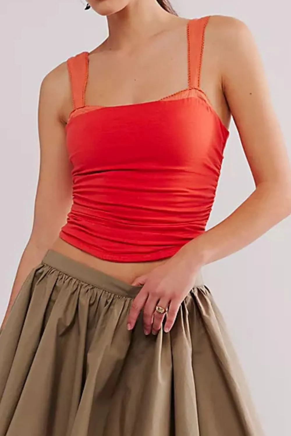 Square Neck Wide Strap Cami Top side view