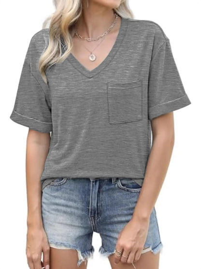 V-Neck Pocket T-Shirt - Fashorio