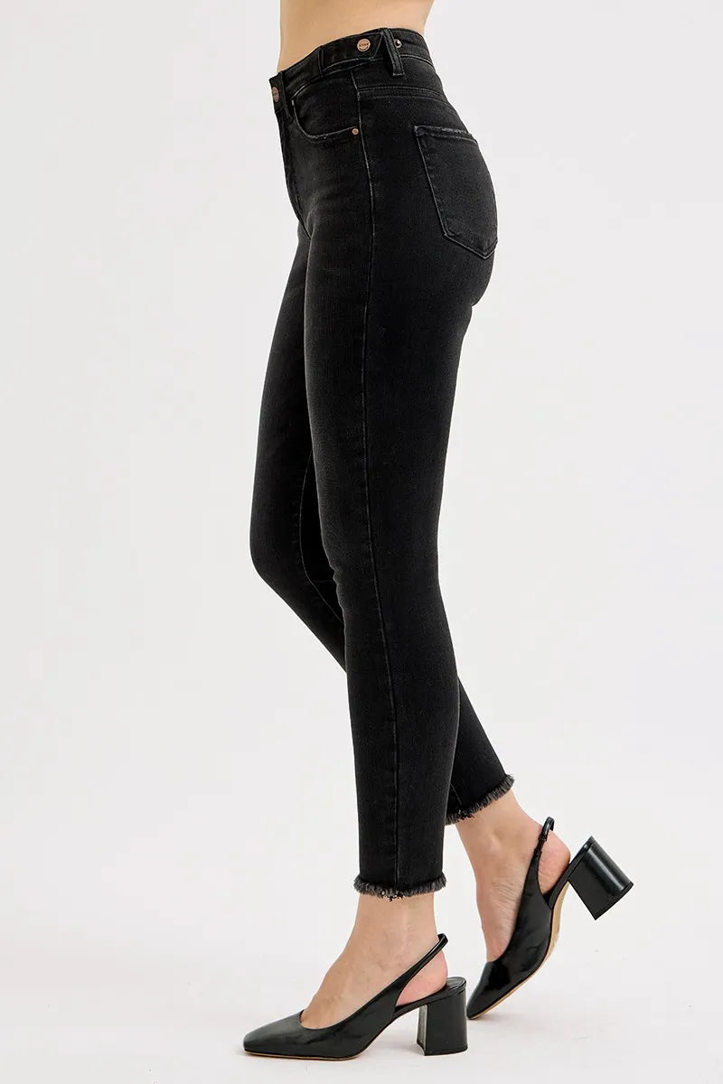 RISEN Full Size Tummy Control High Rise Adjustable Waist Skinny Jeans Plus Size - Fashorio