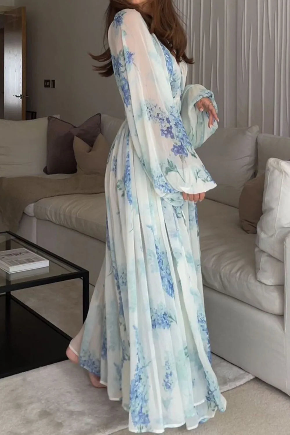 Floral bohemian maxi dress full length view
