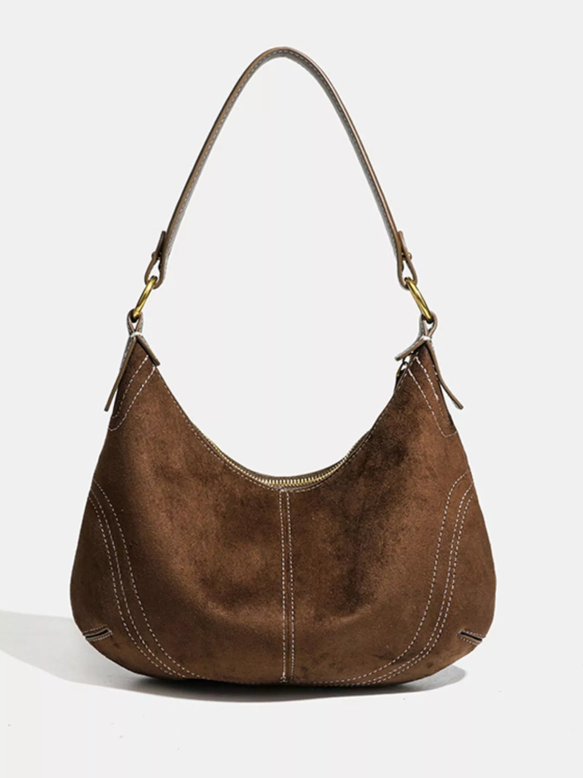 Suede hobo bag strap detail