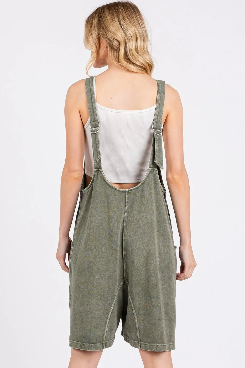 Low Scoop Neck Tank Washed French Terry Romper close up