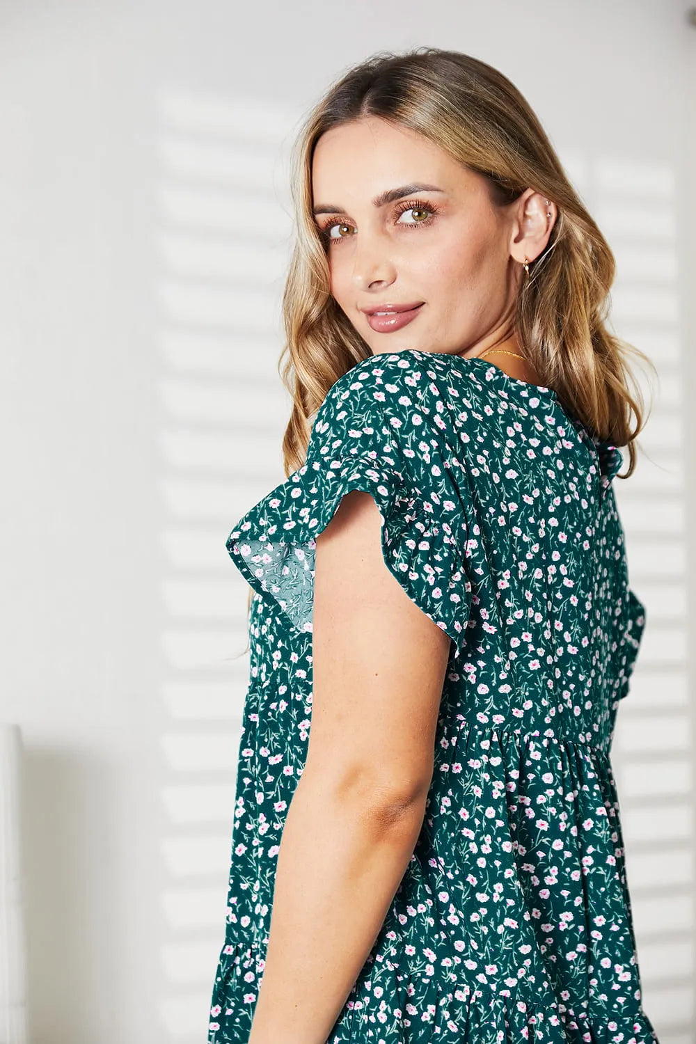 Short Flounce Sleeve Tiered Dress view 13