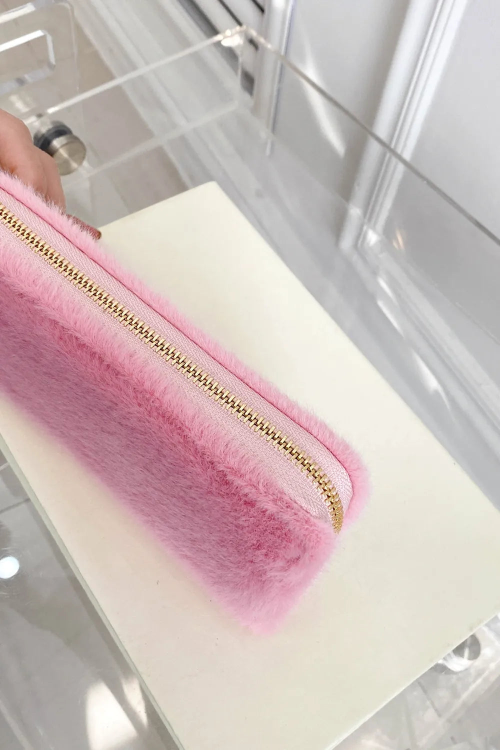 Solid Color Fluff Rectangle Wallet - Fashorio