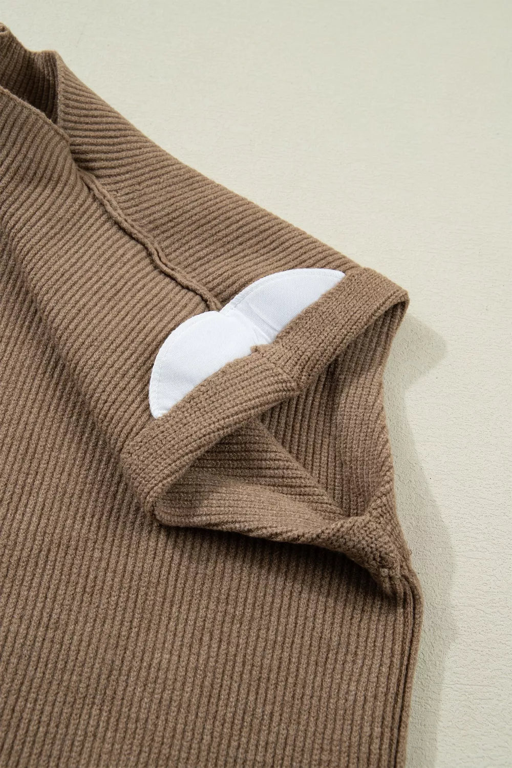 Taupe Ribbed Mock Neck Sweater Vest, view 9