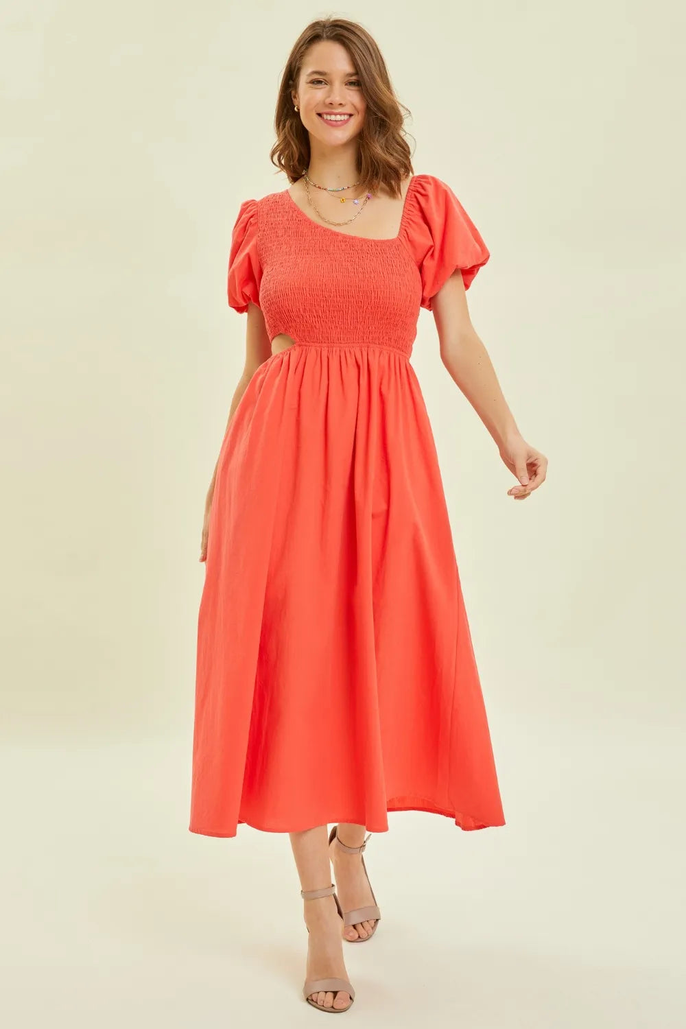 Smocked Cutout Midi Dress detail