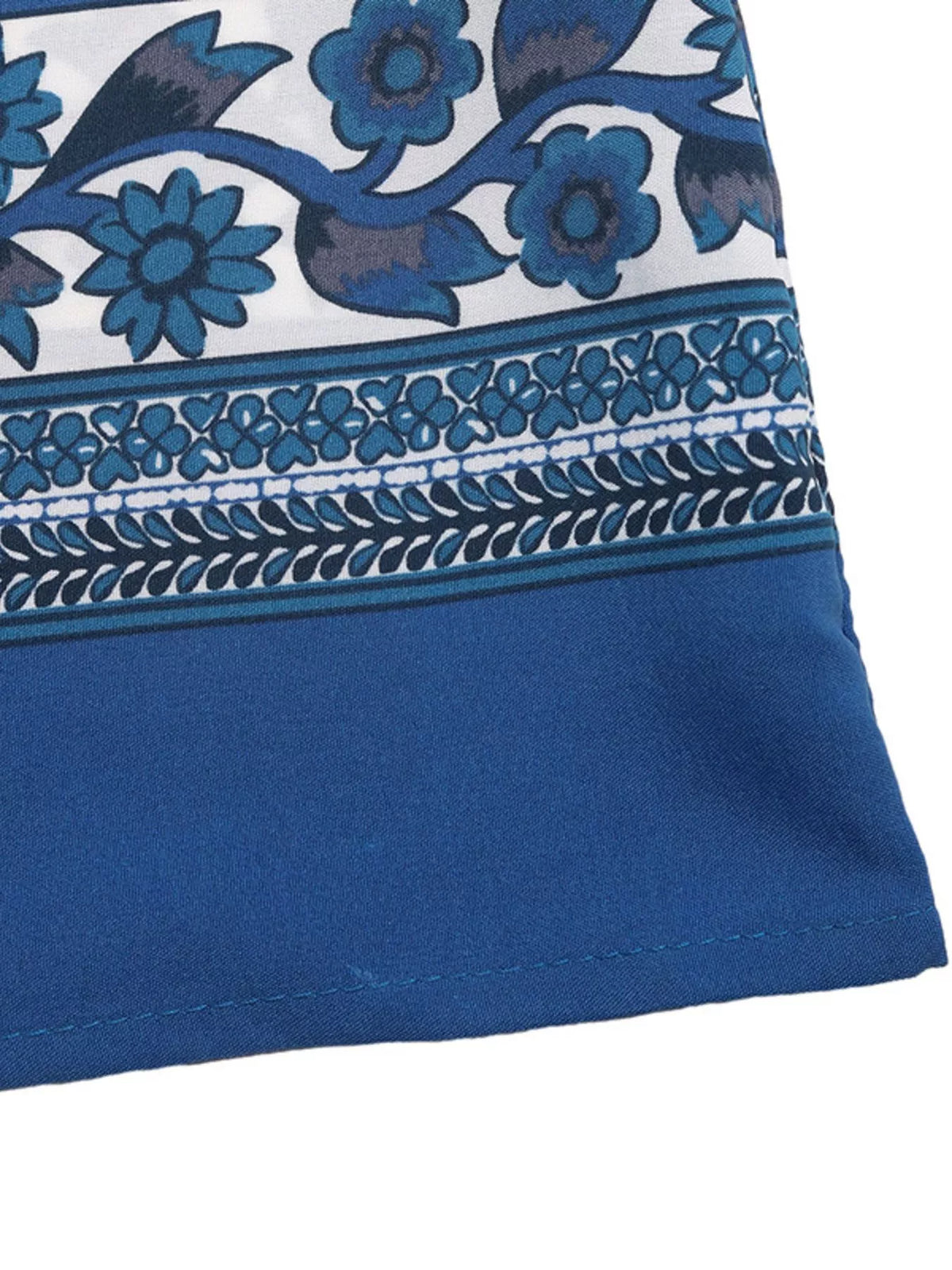 Blue floral strapless maxi dress back detail