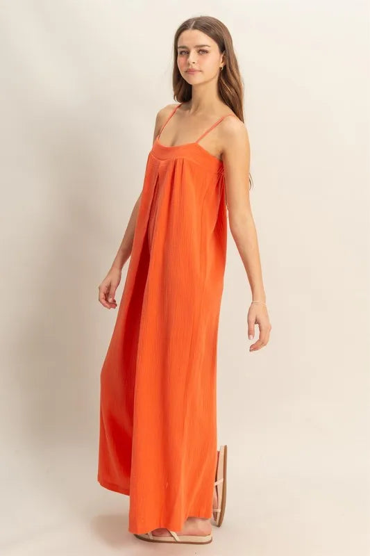 Double Gauze Super Flowy Cami Jumpsuit back view