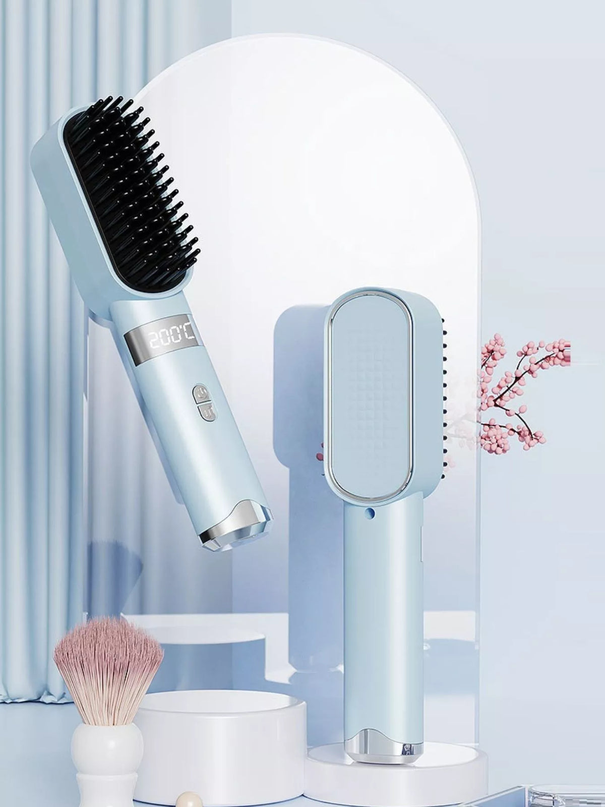 2 in 1 ionic straightening brush front view