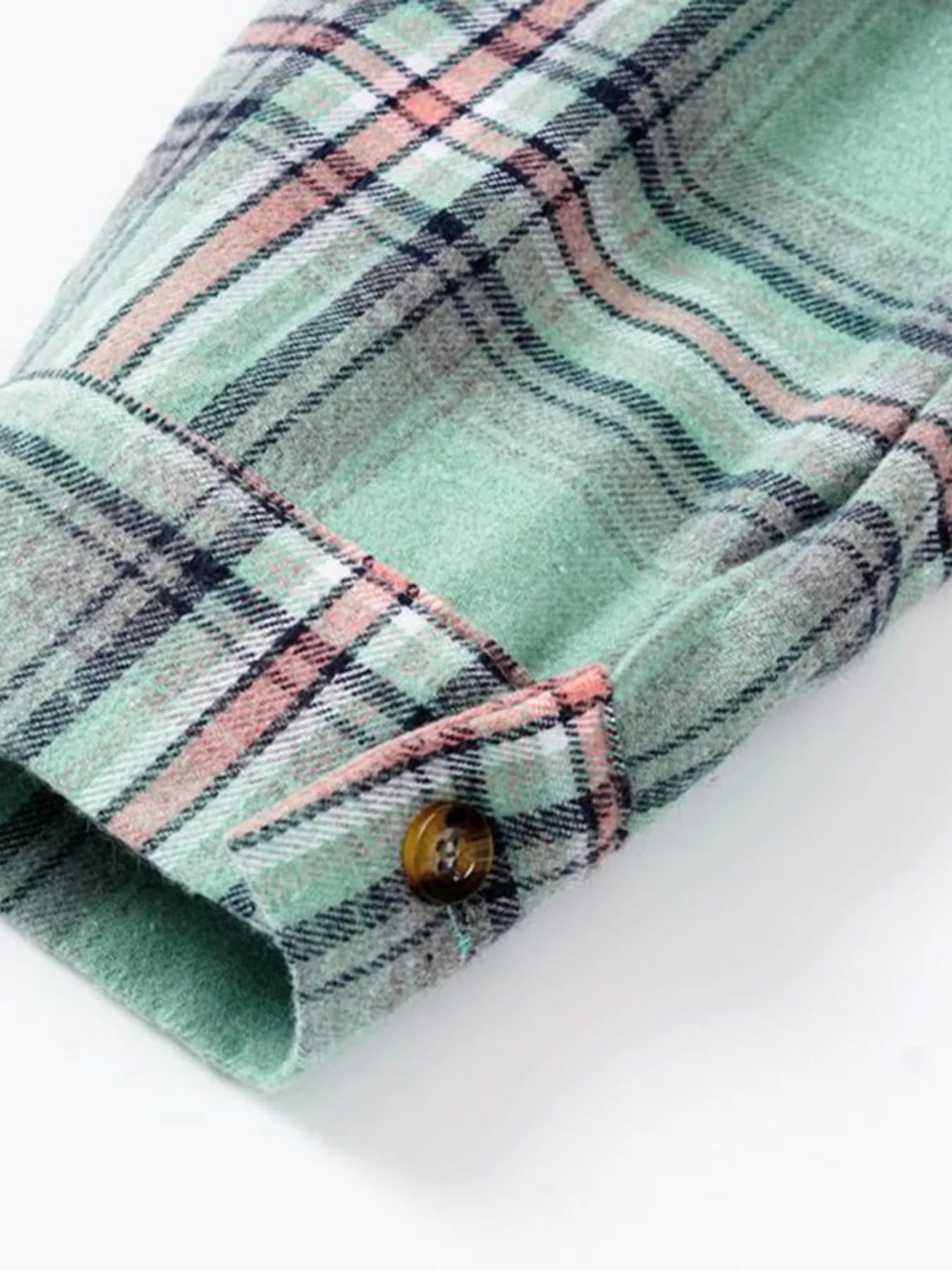 Plaid Button-Up Hooded Shirt - Fashorio