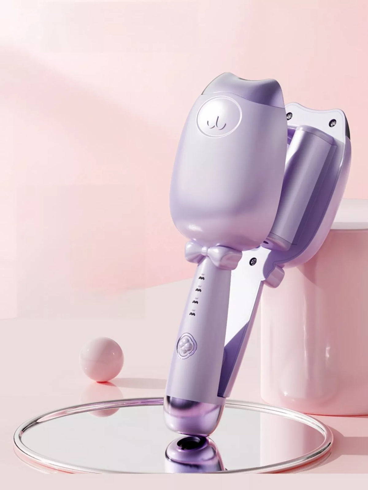 Cat paw curling iron temperature control detail