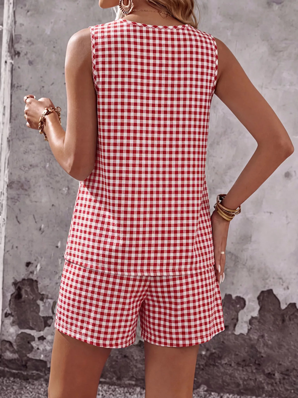 Gingham check top and shorts set complete styling