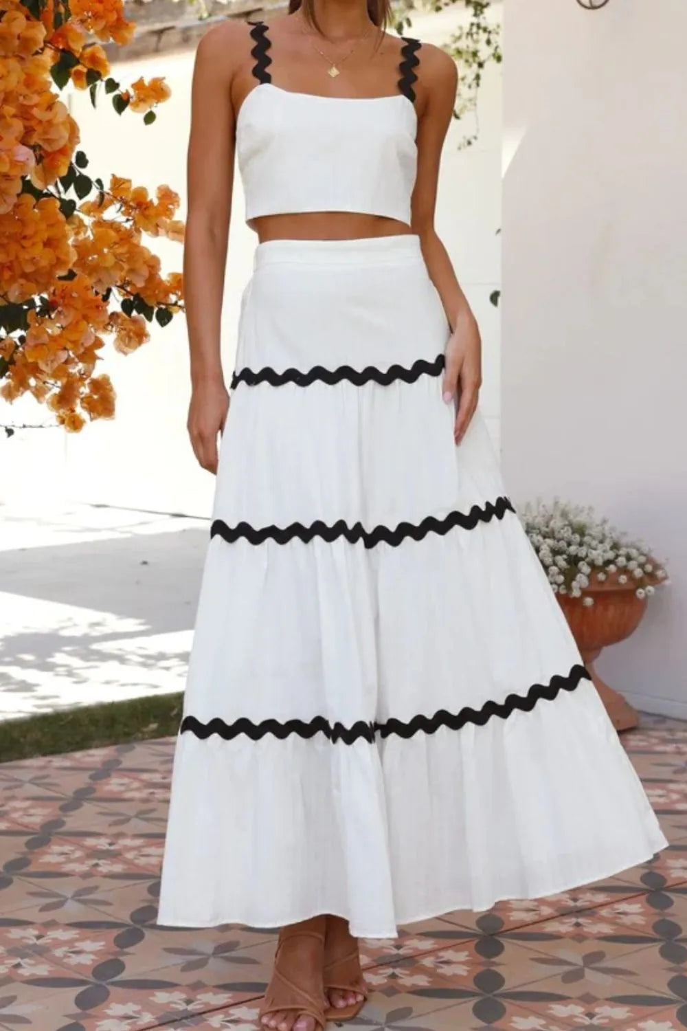 Contrast trim detail close up in white