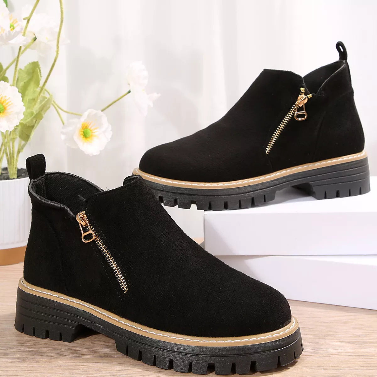 side zip ankle boots side profile