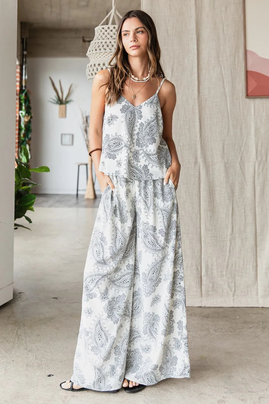 Mittoshop Paisley Print Cami and Pants Set - Fashorio