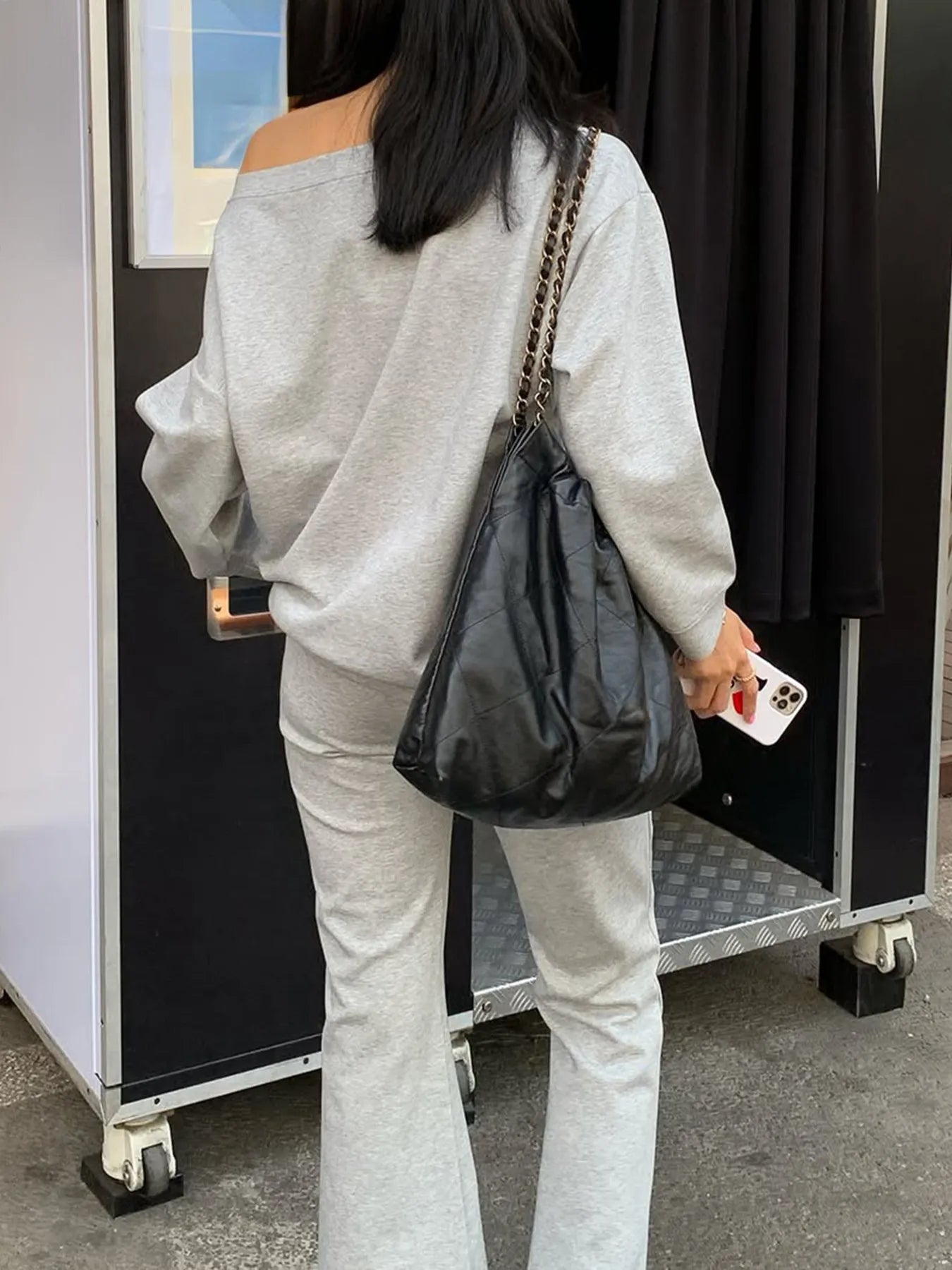 Off-Shoulder Top and Drawstring Pants Set - Fashorio