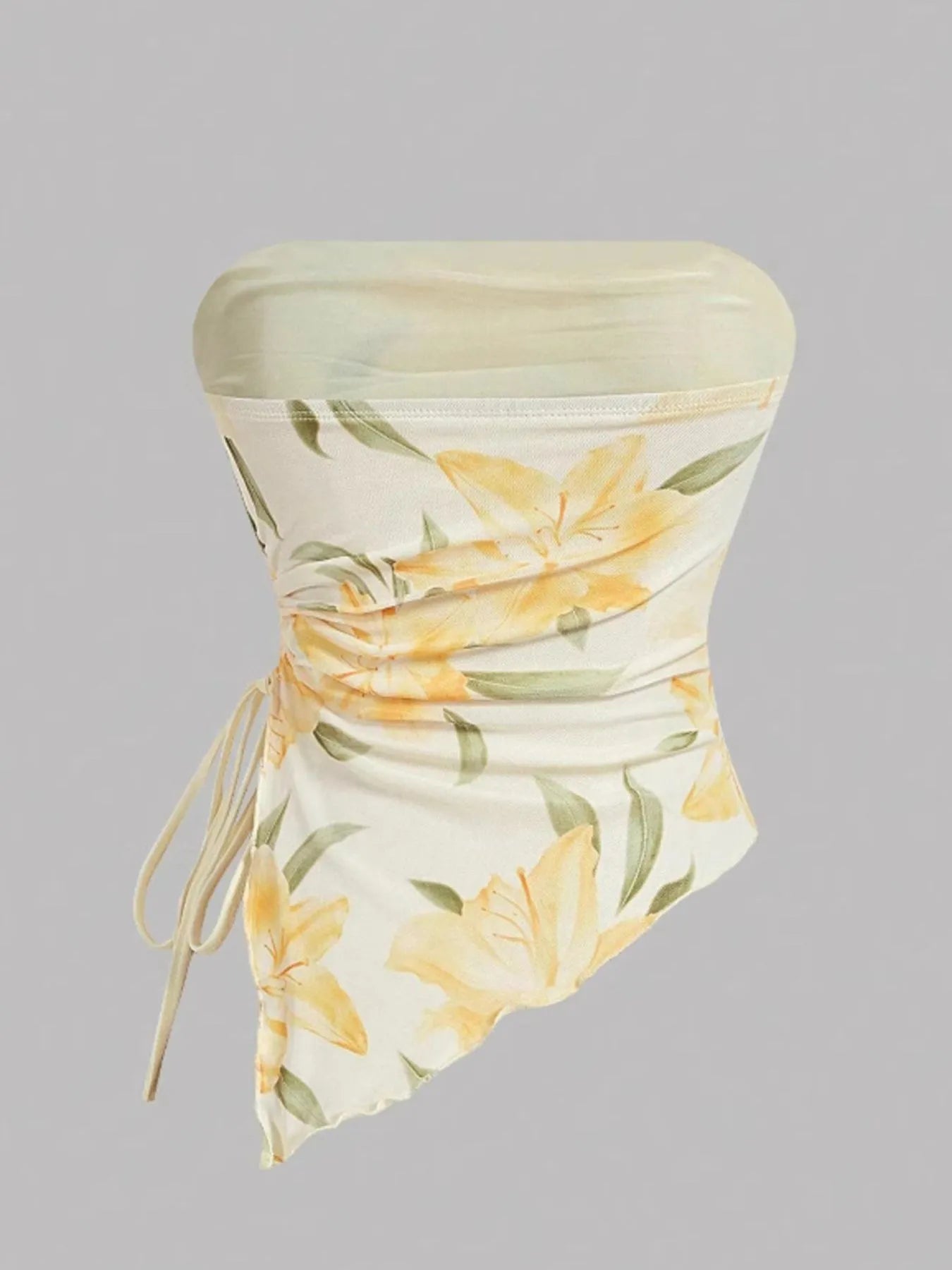 Drawstring Printed Tube Top - Fashorio