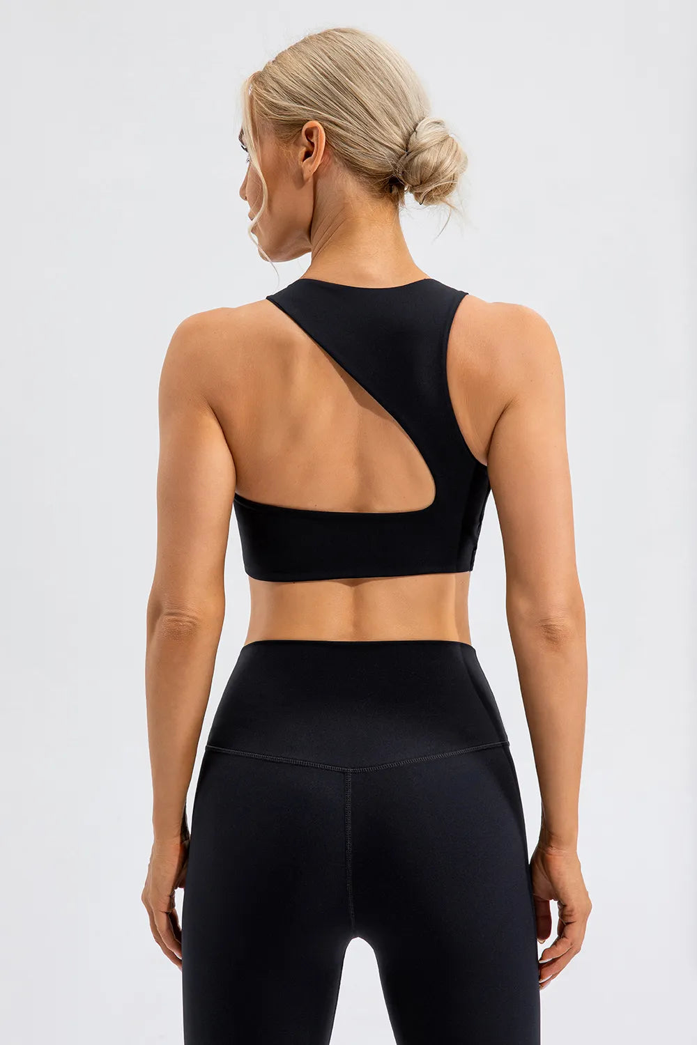 Round Neck Cutout Cropped Active Tank back view