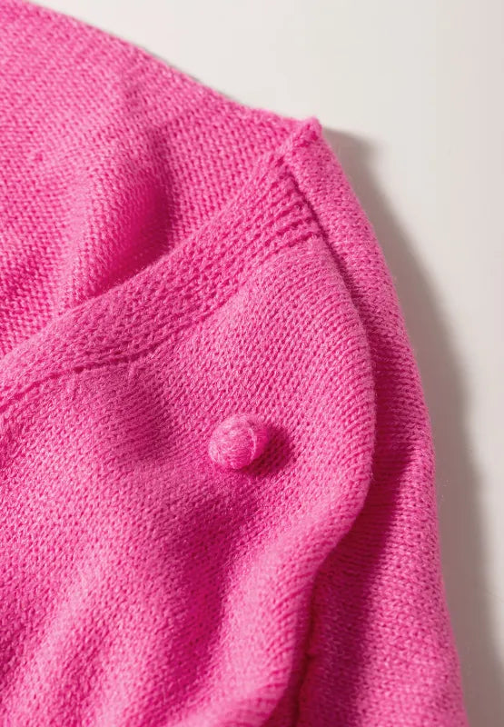 Pompom Color Block Open Front Cardigan - Fashorio