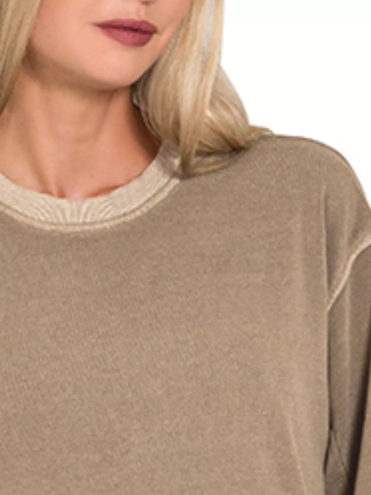 Soft Fleece Sweatshirt Dress in Mocha side view