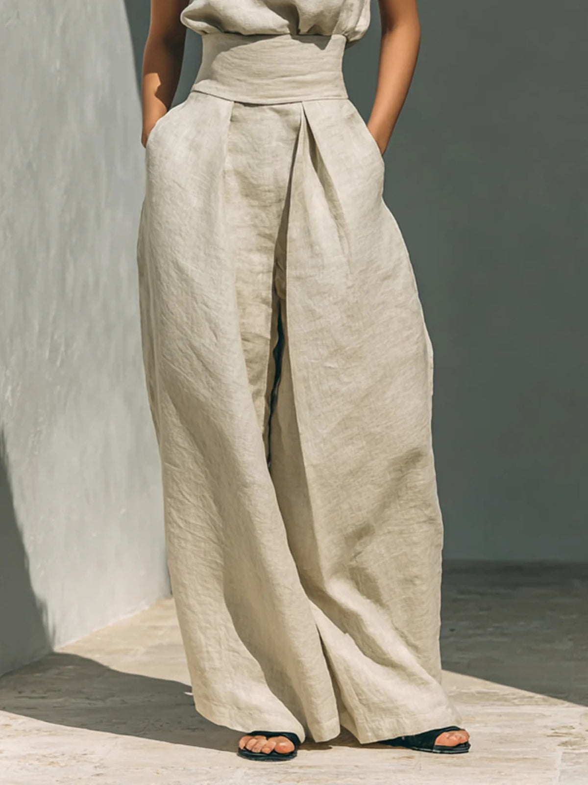 Ivory coordinated turtleneck set full look