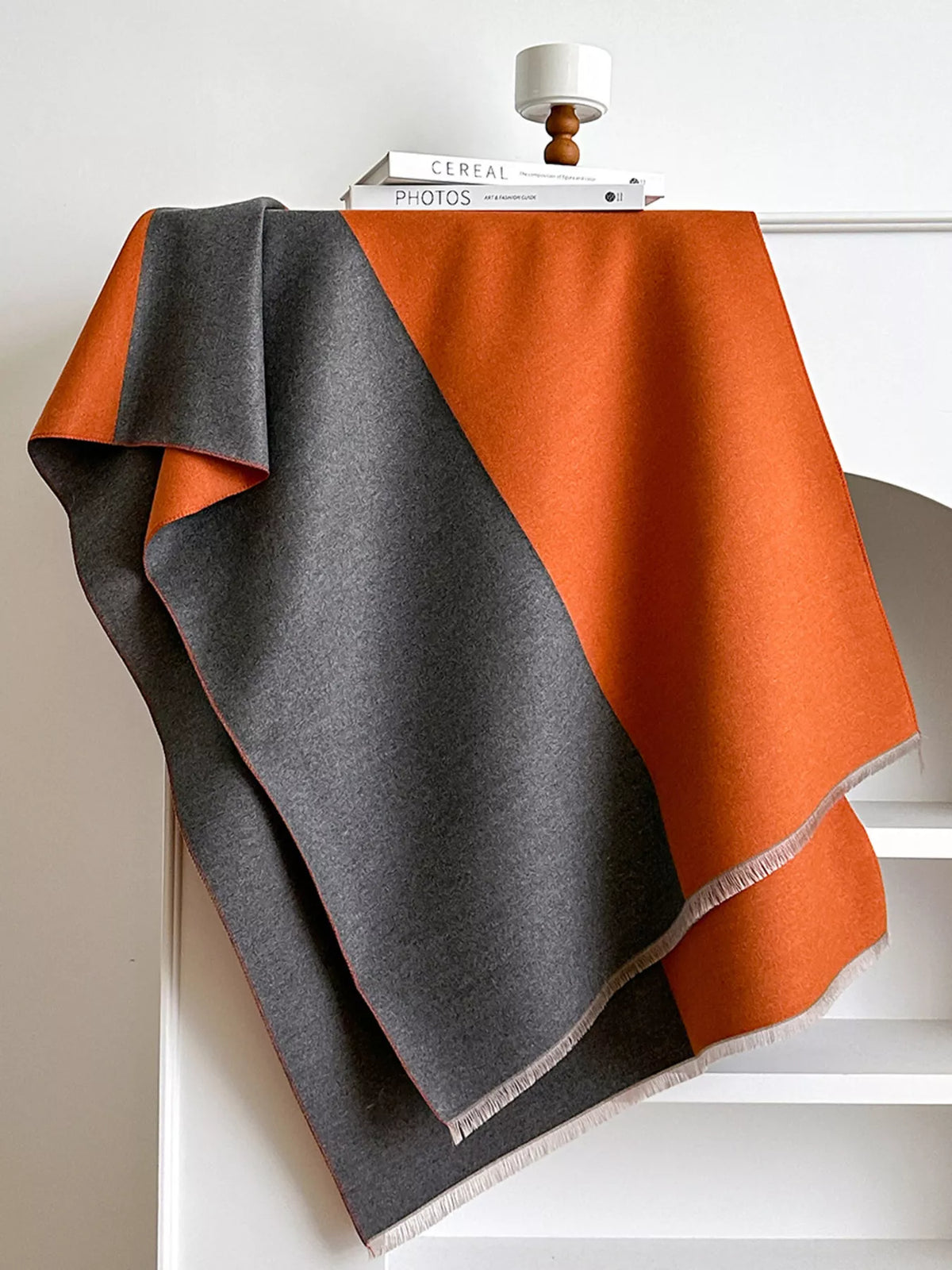 Two-tone scarf full drape view