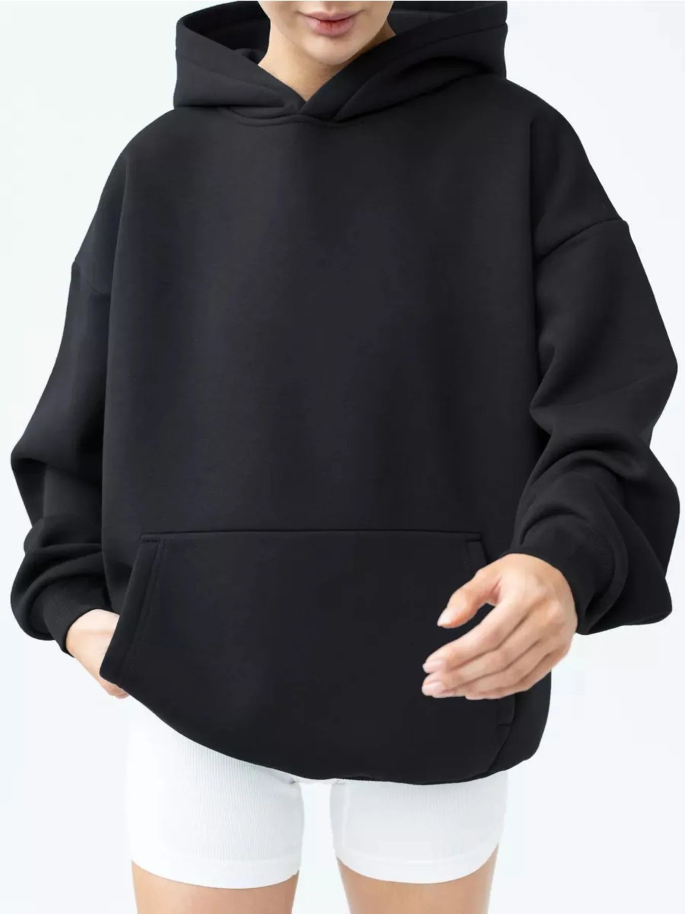 Kangaroo Pocket Long Sleeve Hoodie - Fashorio