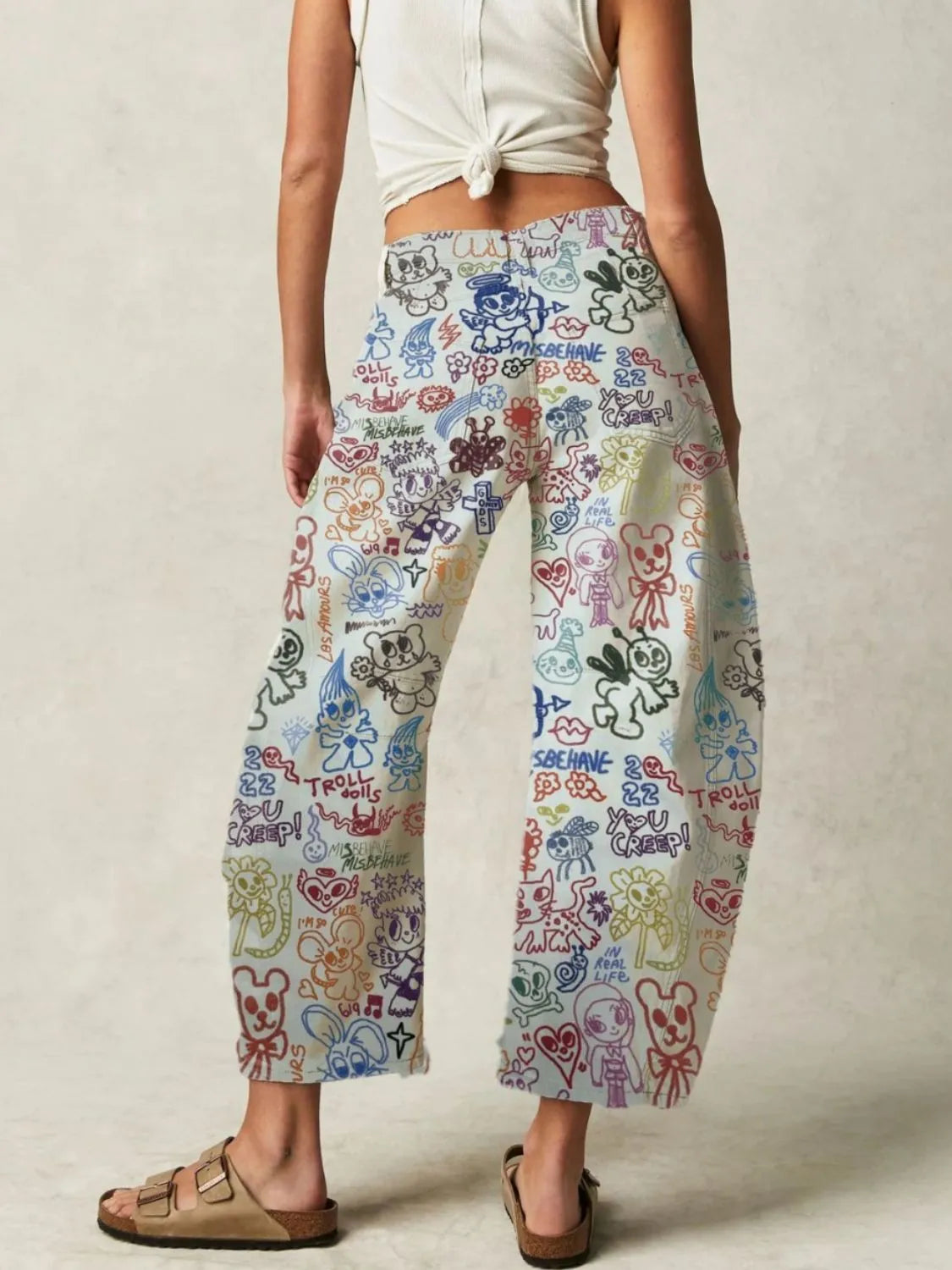 Printed Wide Leg Jeans, view 7