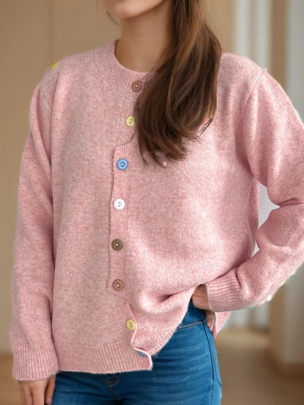 Button Down Long Sleeve Cardigan - Fashorio