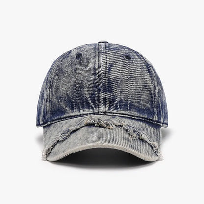 Fringe Adjustable Cotton Baseball Cap Indigo One Size - Fashorio