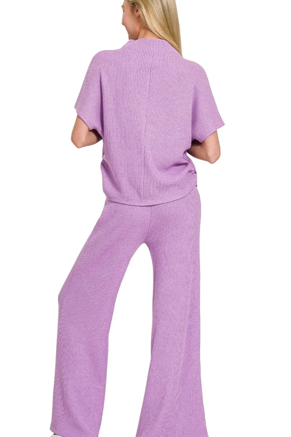 Zenana Sweater Mock Neck Top & Long Pants Set - Fashorio