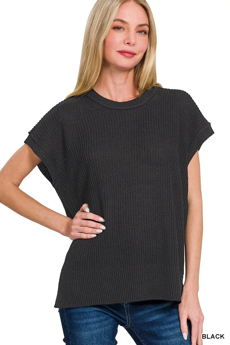 Oversized Crew Neck Sweater in Black