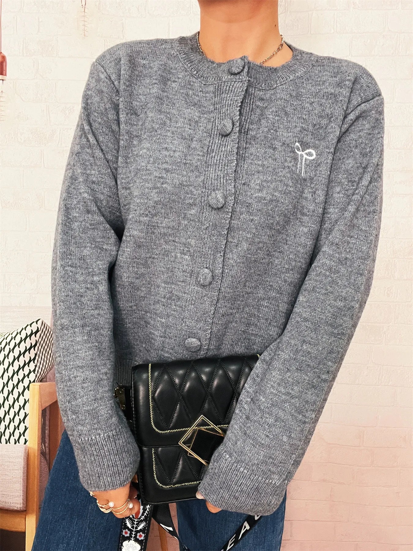 Button-Up Long Sleeve Cardigan - Fashorio